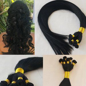 18" Hand-Tied Weft,100 grams,8 bundles,100% Human Remy Hair Extensions #1